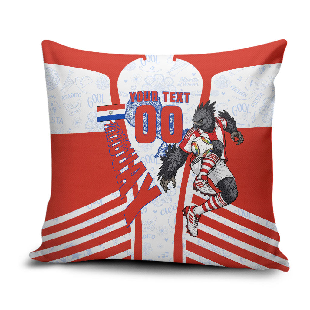 Personalized Paraguay Soccer Pillow Cover Harpy Eagle Mascot Football Flag