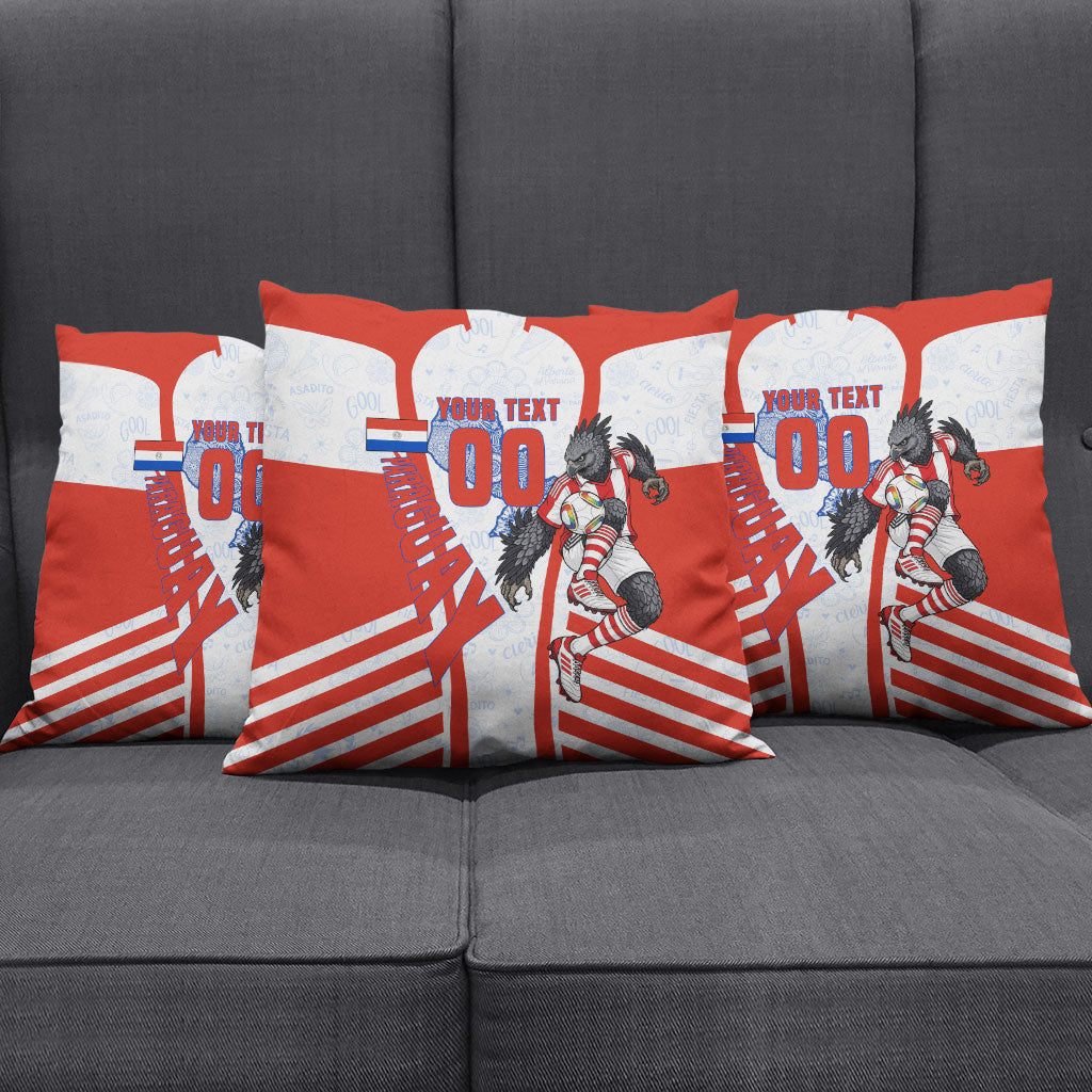 Personalized Paraguay Soccer Pillow Cover Harpy Eagle Mascot Football Flag