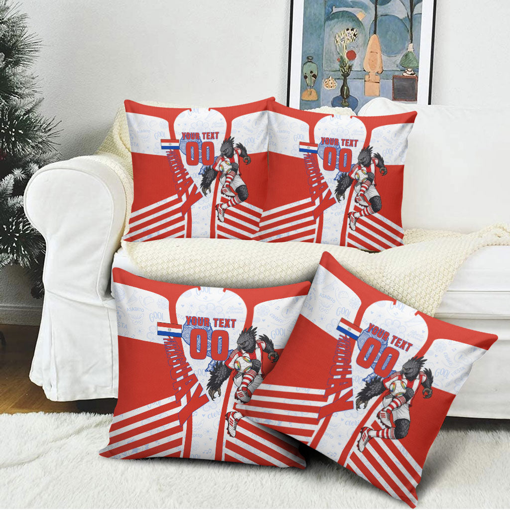 Personalized Paraguay Soccer Pillow Cover Harpy Eagle Mascot Football Flag