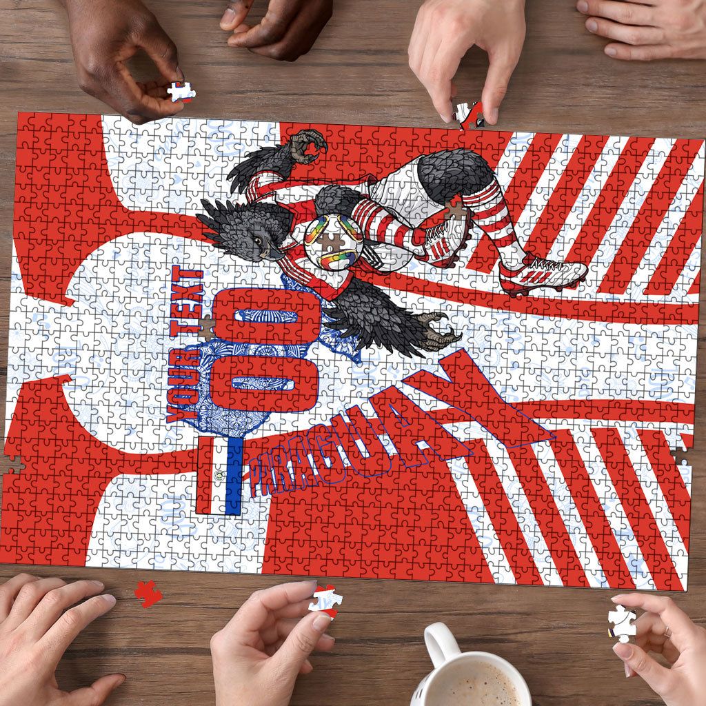 Personalized Paraguay Soccer Puzzle Harpy Eagle Mascot Football Flag
