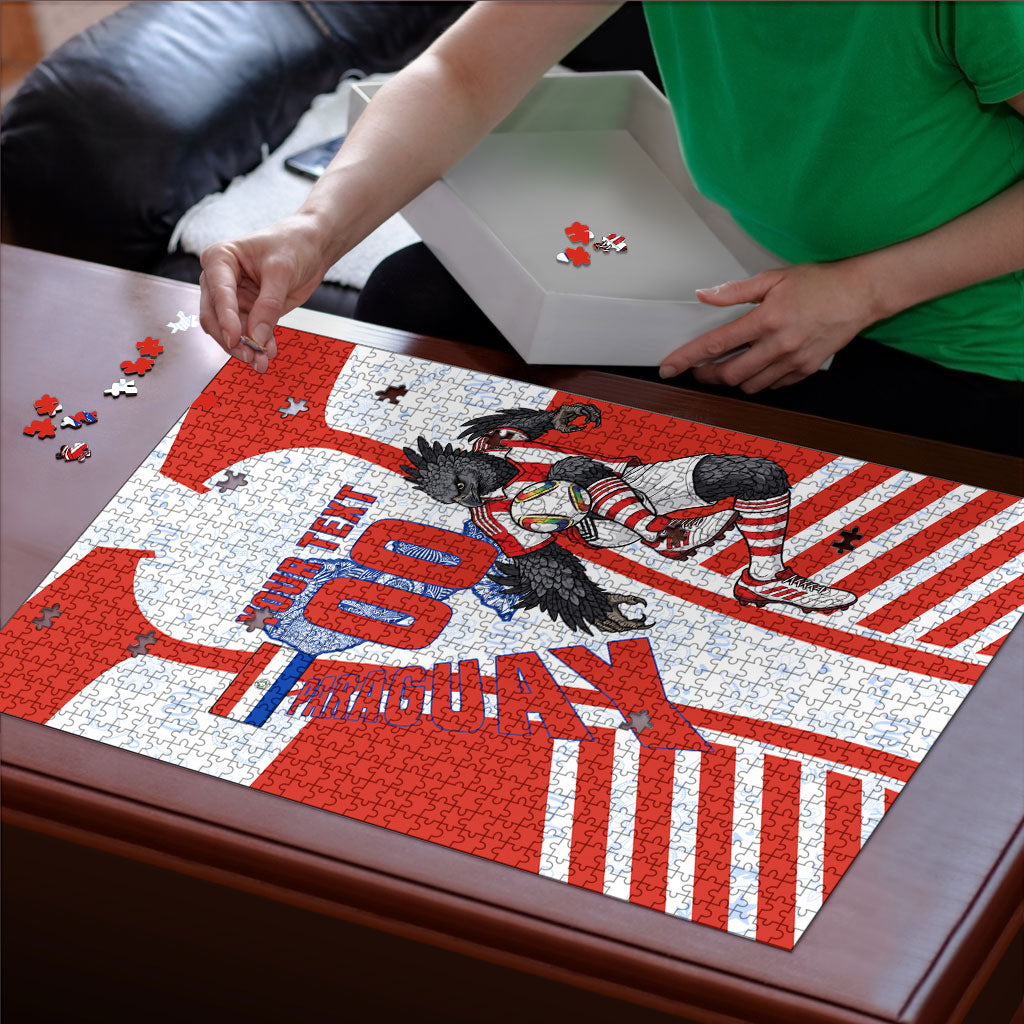 Personalized Paraguay Soccer Puzzle Harpy Eagle Mascot Football Flag