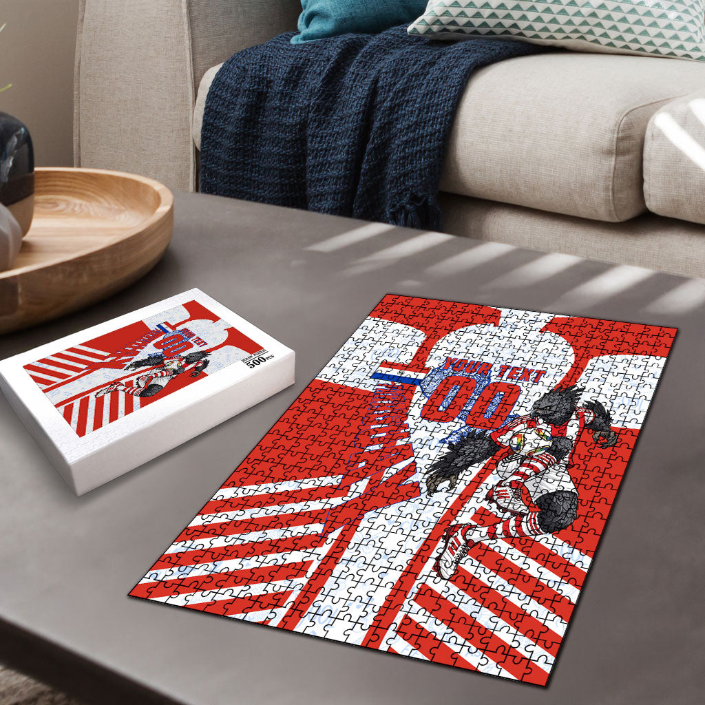 Personalized Paraguay Soccer Puzzle Harpy Eagle Mascot Football Flag