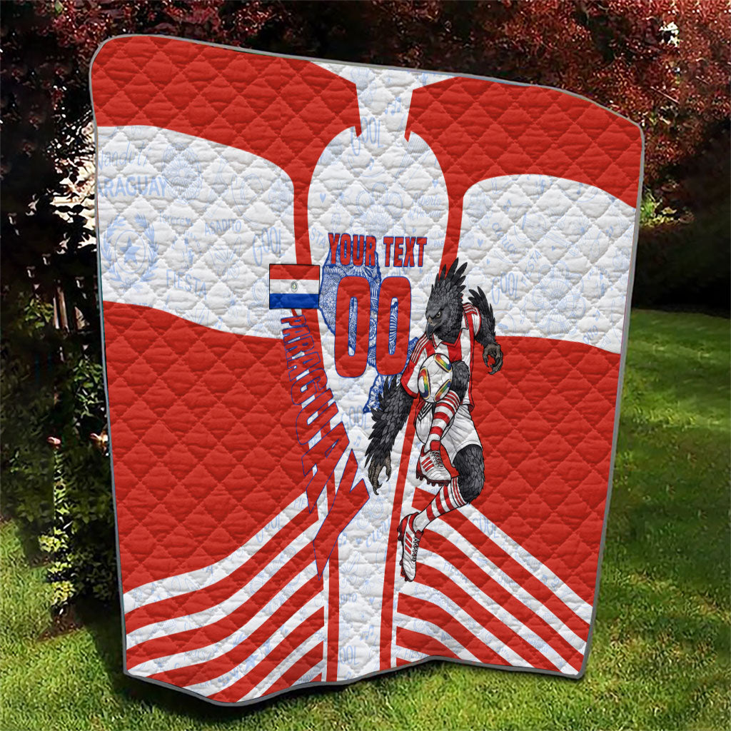 Personalized Paraguay Soccer Quilt Harpy Eagle Mascot Football Flag