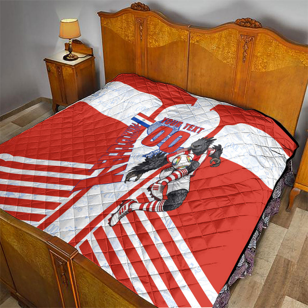 Personalized Paraguay Soccer Quilt Harpy Eagle Mascot Football Flag
