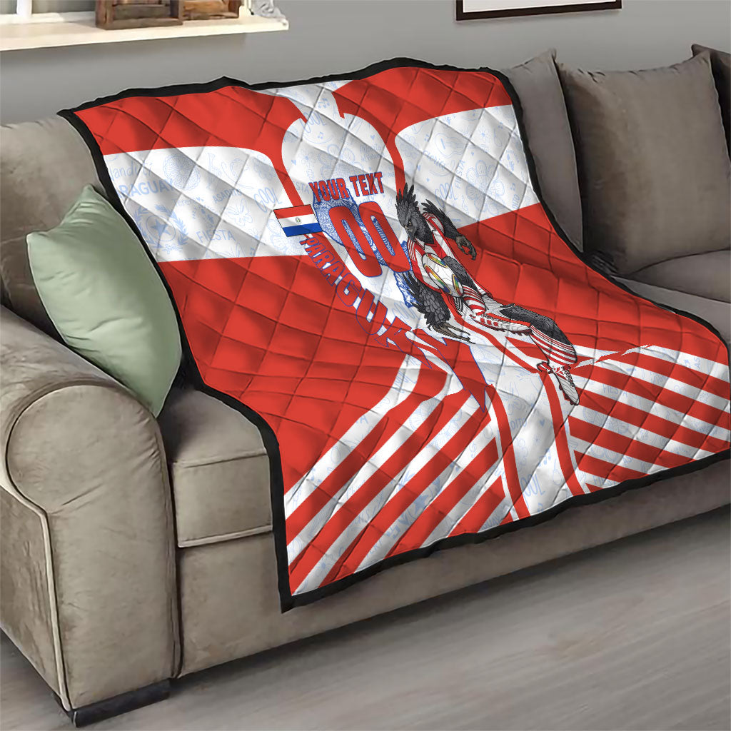 Personalized Paraguay Soccer Quilt Harpy Eagle Mascot Football Flag
