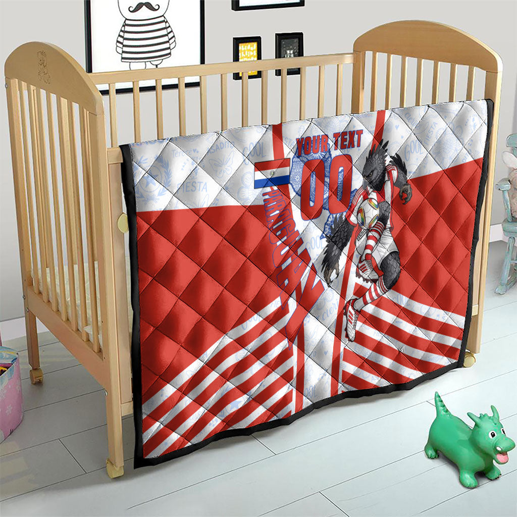Personalized Paraguay Soccer Quilt Harpy Eagle Mascot Football Flag