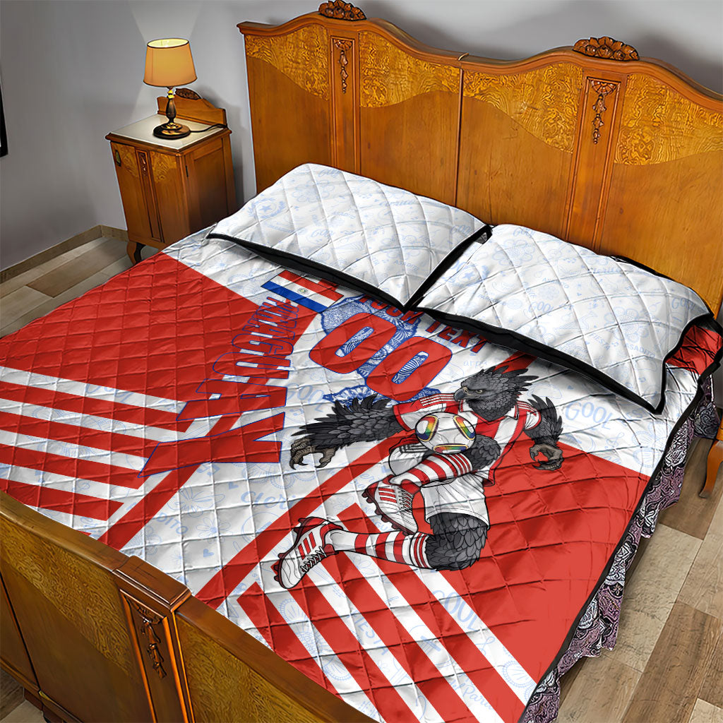 Personalized Paraguay Soccer Quilt Bed Set Harpy Eagle Mascot Football Flag