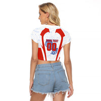Personalized Paraguay Soccer Raglan Cropped T Shirt Harpy Eagle Mascot Football Flag