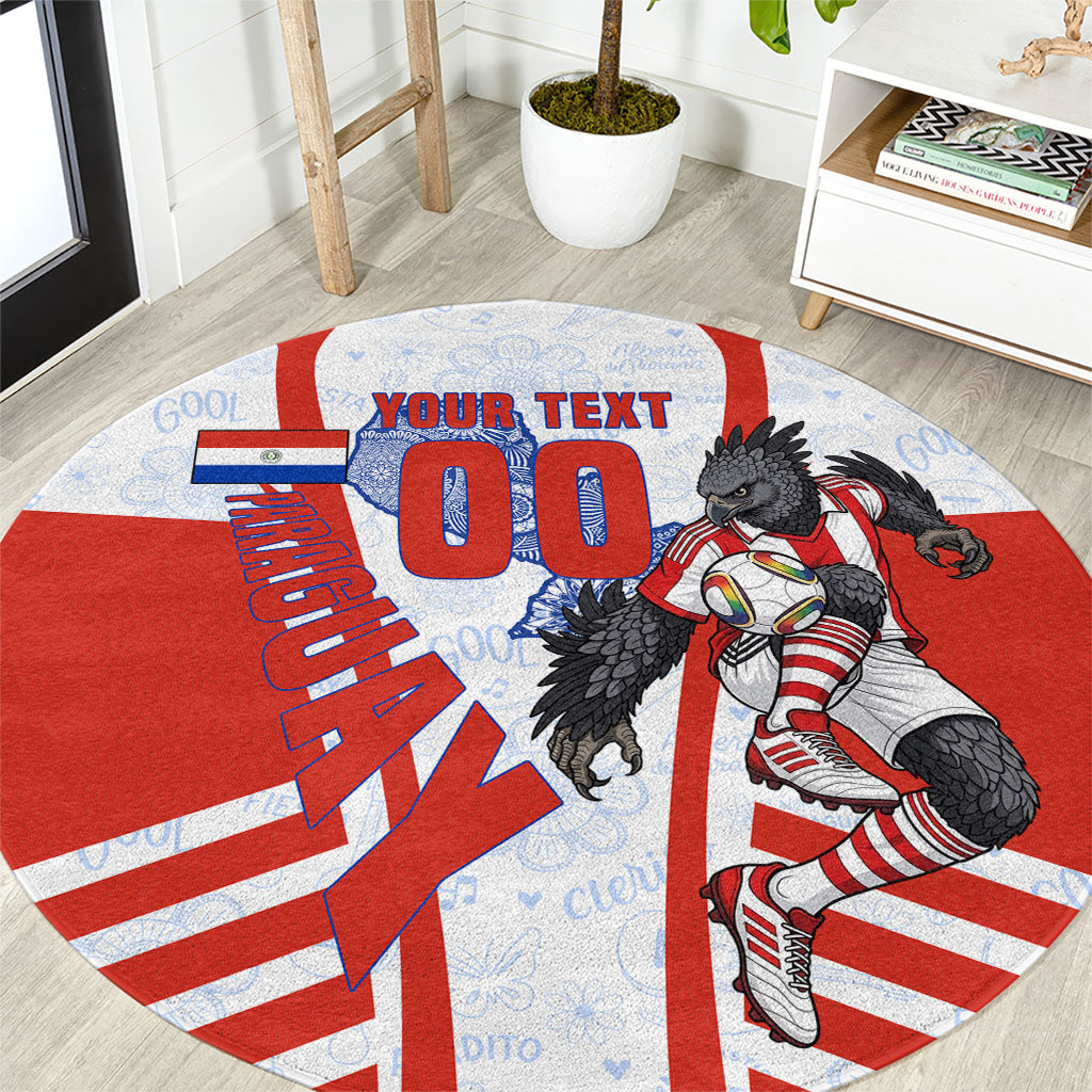 Personalized Paraguay Soccer Round Carpet Harpy Eagle Mascot Football Flag