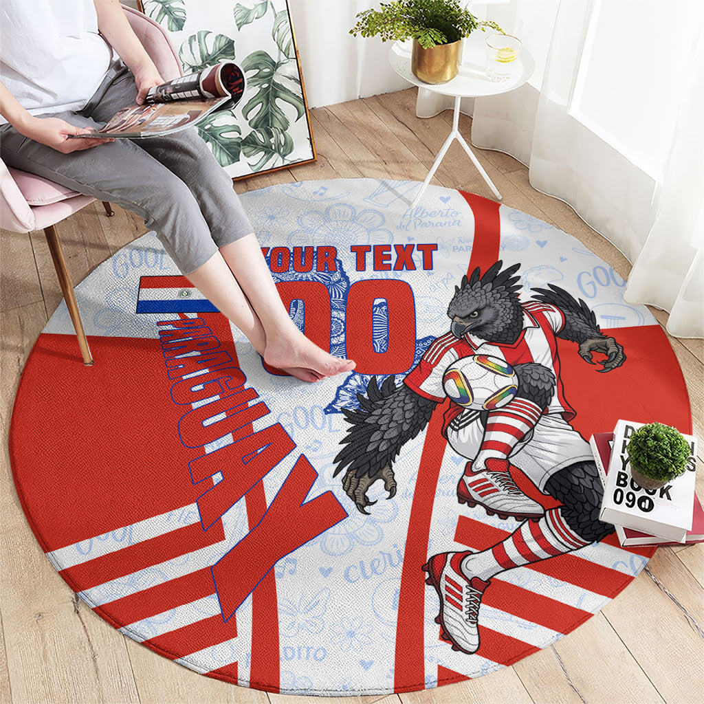 Personalized Paraguay Soccer Round Carpet Harpy Eagle Mascot Football Flag