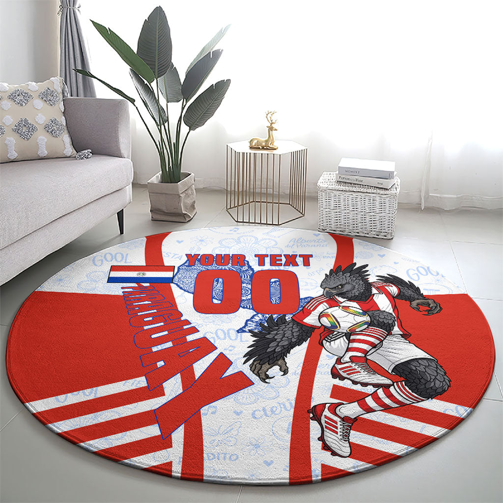 Personalized Paraguay Soccer Round Carpet Harpy Eagle Mascot Football Flag