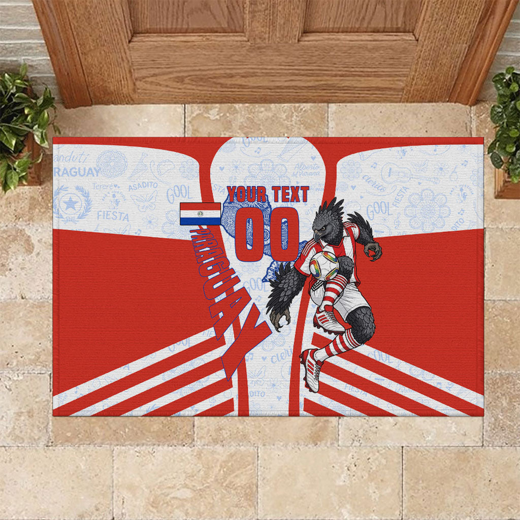 Personalized Paraguay Soccer Rubber Doormat Harpy Eagle Mascot Football Flag