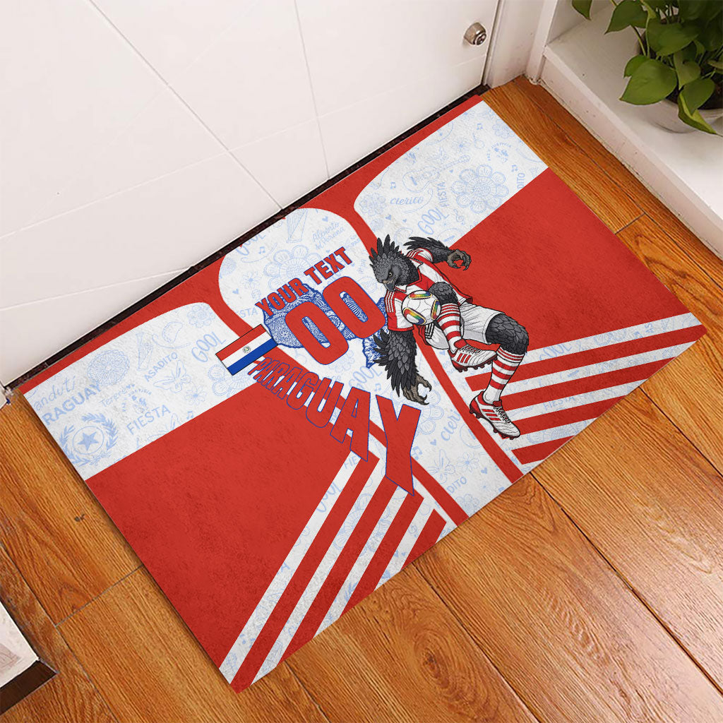 Personalized Paraguay Soccer Rubber Doormat Harpy Eagle Mascot Football Flag