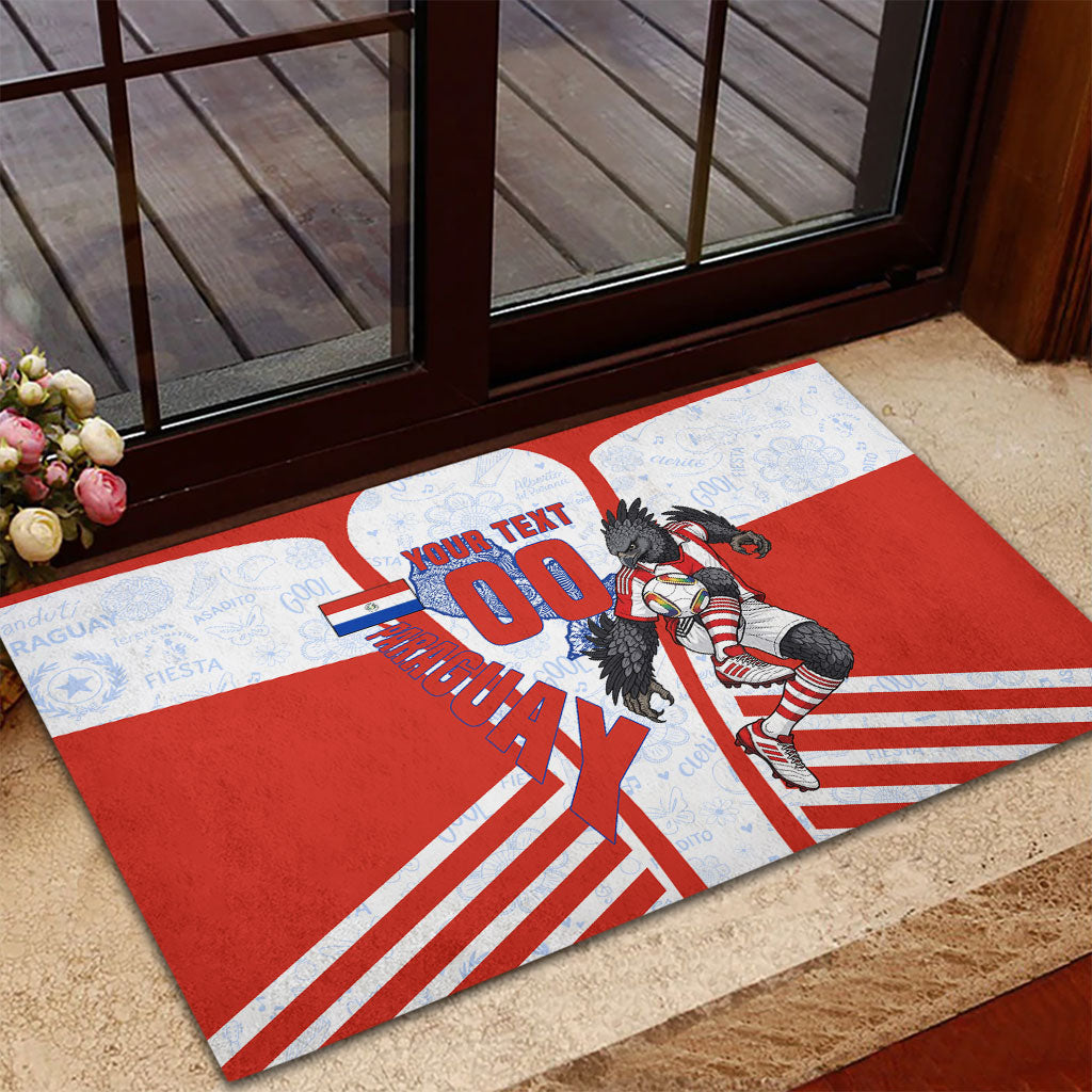 Personalized Paraguay Soccer Rubber Doormat Harpy Eagle Mascot Football Flag