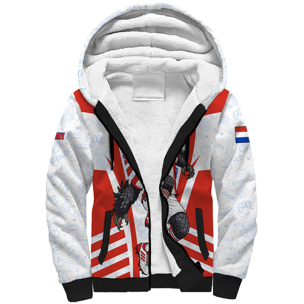 Personalized Paraguay Soccer Sherpa Hoodie Harpy Eagle Mascot Football Flag