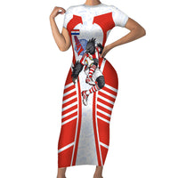 Personalized Paraguay Soccer Short Sleeve Bodycon Dress Harpy Eagle Mascot Football Flag