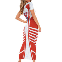 Personalized Paraguay Soccer Short Sleeve Bodycon Dress Harpy Eagle Mascot Football Flag