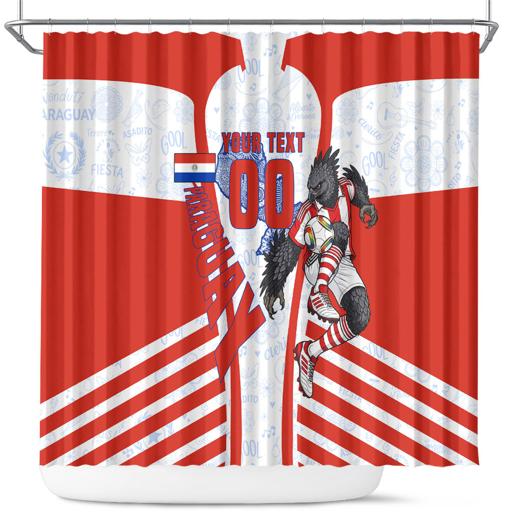 Personalized Paraguay Soccer Shower Curtain Harpy Eagle Mascot Football Flag