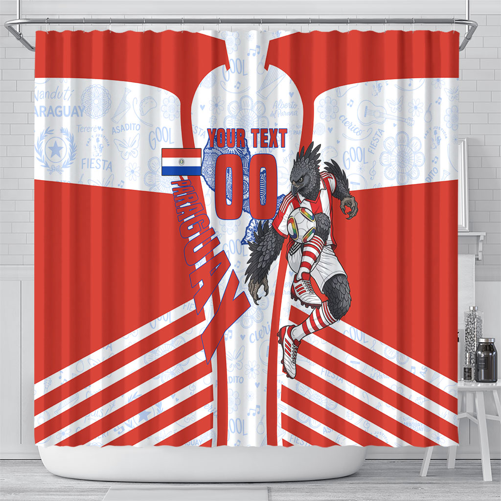 Personalized Paraguay Soccer Shower Curtain Harpy Eagle Mascot Football Flag