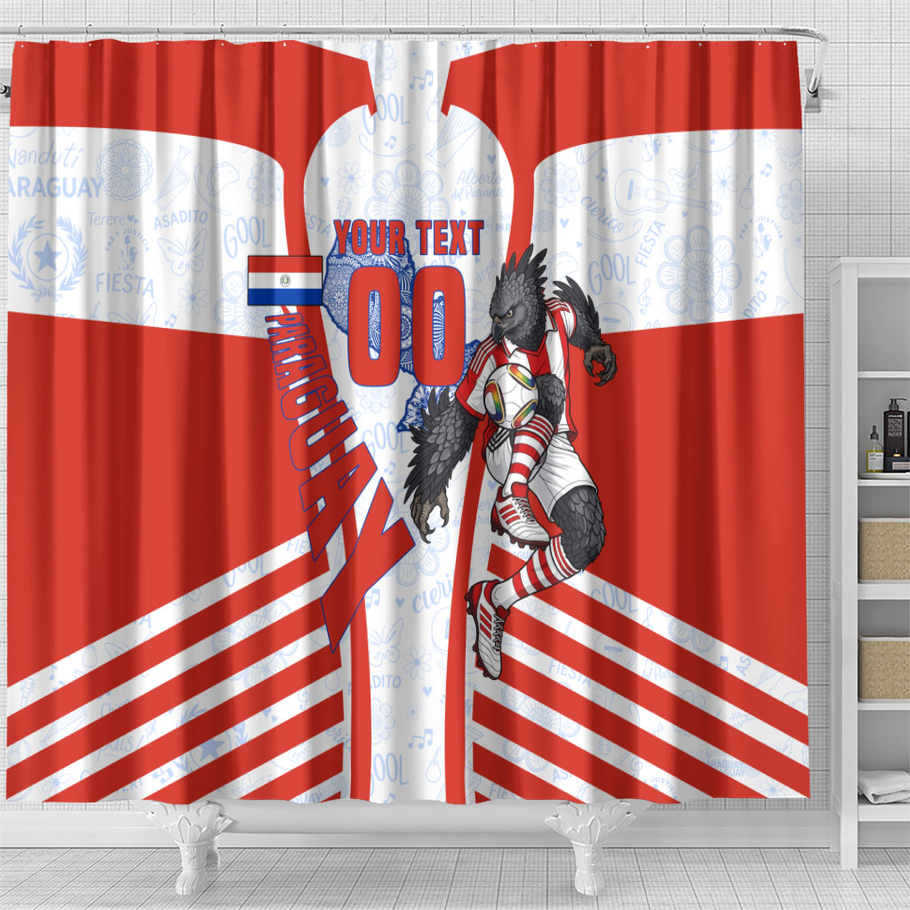 Personalized Paraguay Soccer Shower Curtain Harpy Eagle Mascot Football Flag