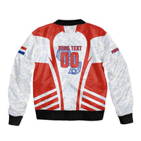 Personalized Paraguay Soccer Sleeve Zip Bomber Jacket Harpy Eagle Mascot Football Flag