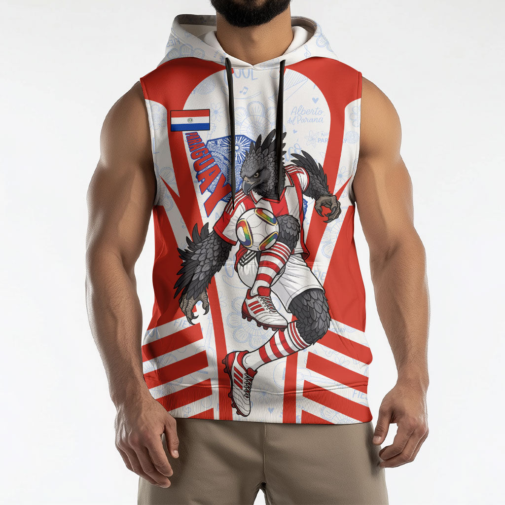 Personalized Paraguay Soccer Sleeveless Hoodie Harpy Eagle Mascot Football Flag