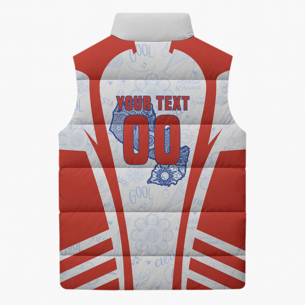 Personalized Paraguay Soccer Sleeveless Puffer Jacket Harpy Eagle Mascot Football Flag