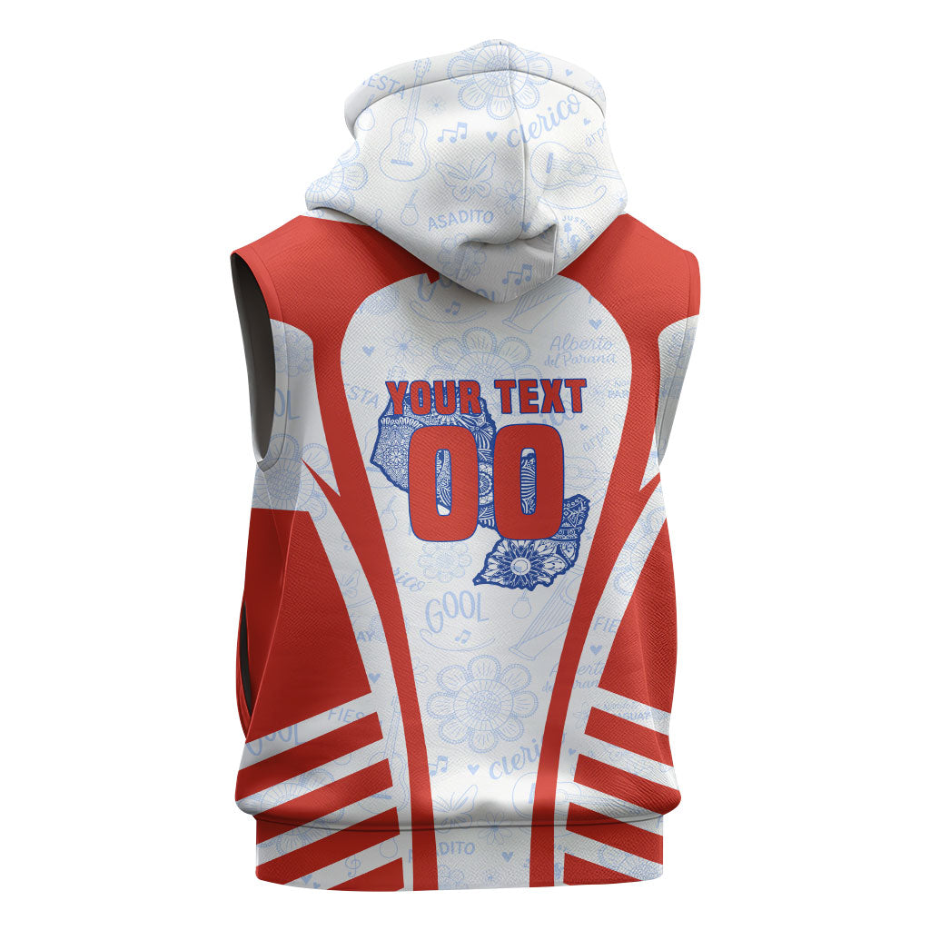Personalized Paraguay Soccer Sleeveless Zip Hoodie Harpy Eagle Mascot Football Flag