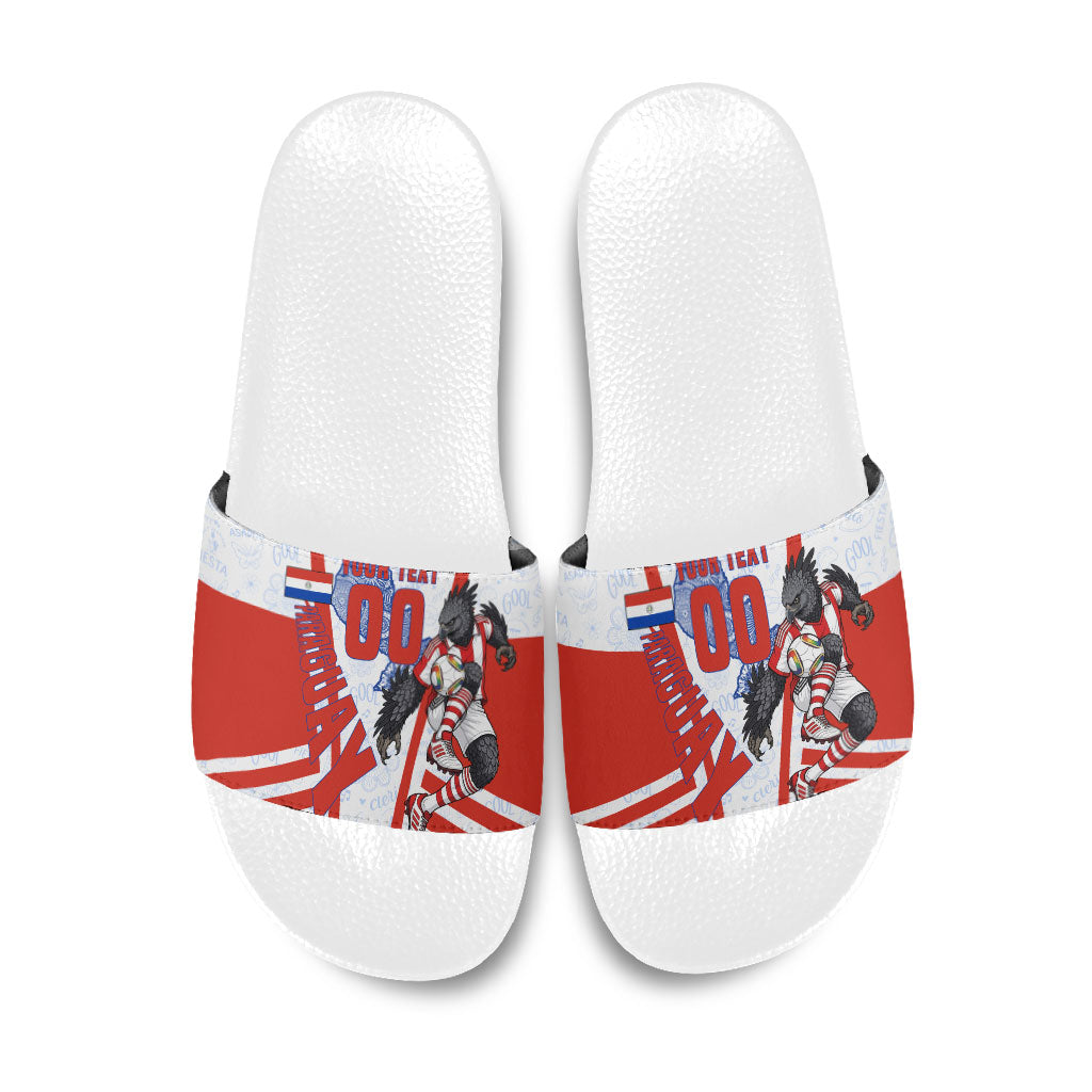 Personalized Paraguay Soccer Slide Sandals Harpy Eagle Mascot Football Flag