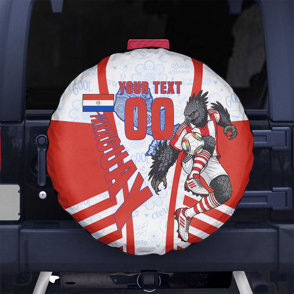 Personalized Paraguay Soccer Spare Tire Cover Harpy Eagle Mascot Football Flag