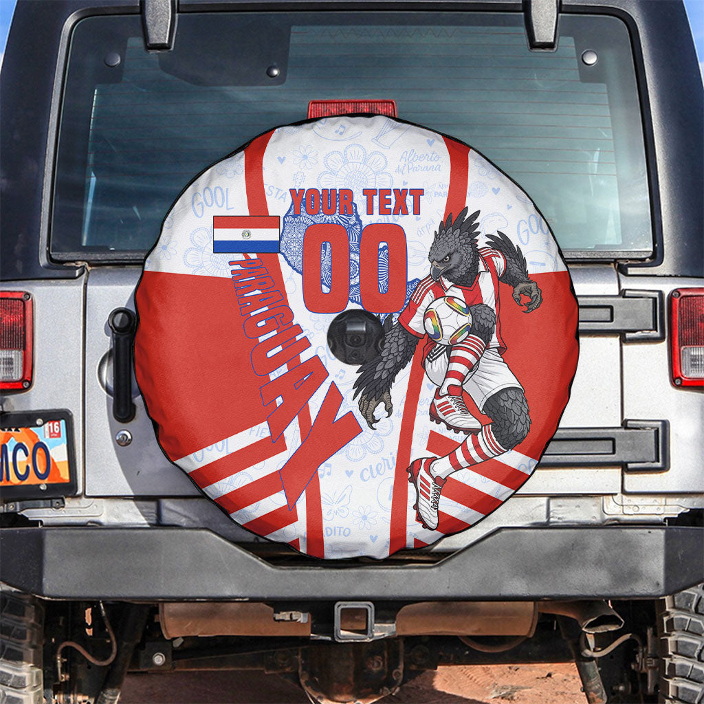 Personalized Paraguay Soccer Spare Tire Cover Harpy Eagle Mascot Football Flag