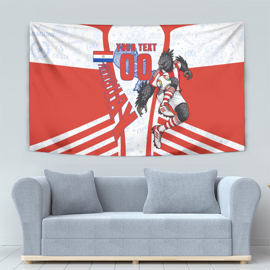 Personalized Paraguay Soccer Tapestry Harpy Eagle Mascot Football Flag