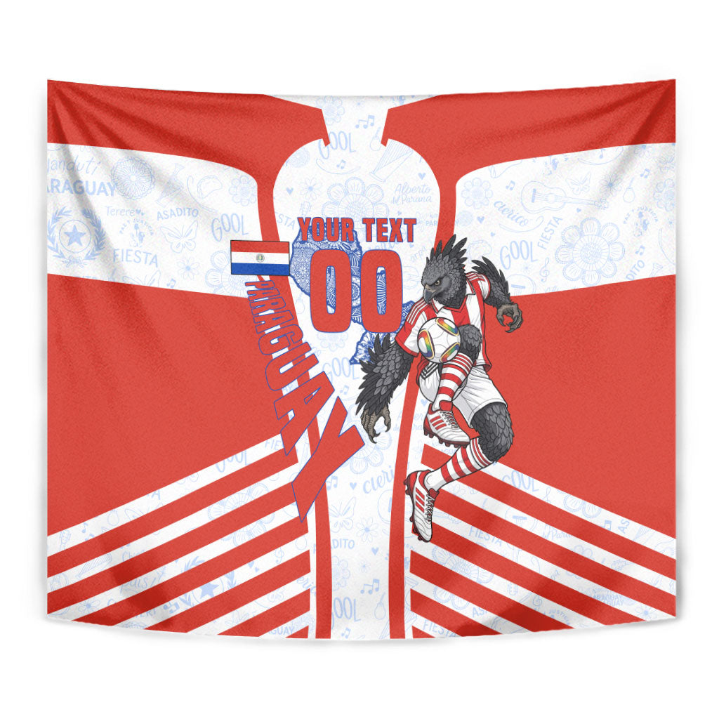 Personalized Paraguay Soccer Tapestry Harpy Eagle Mascot Football Flag