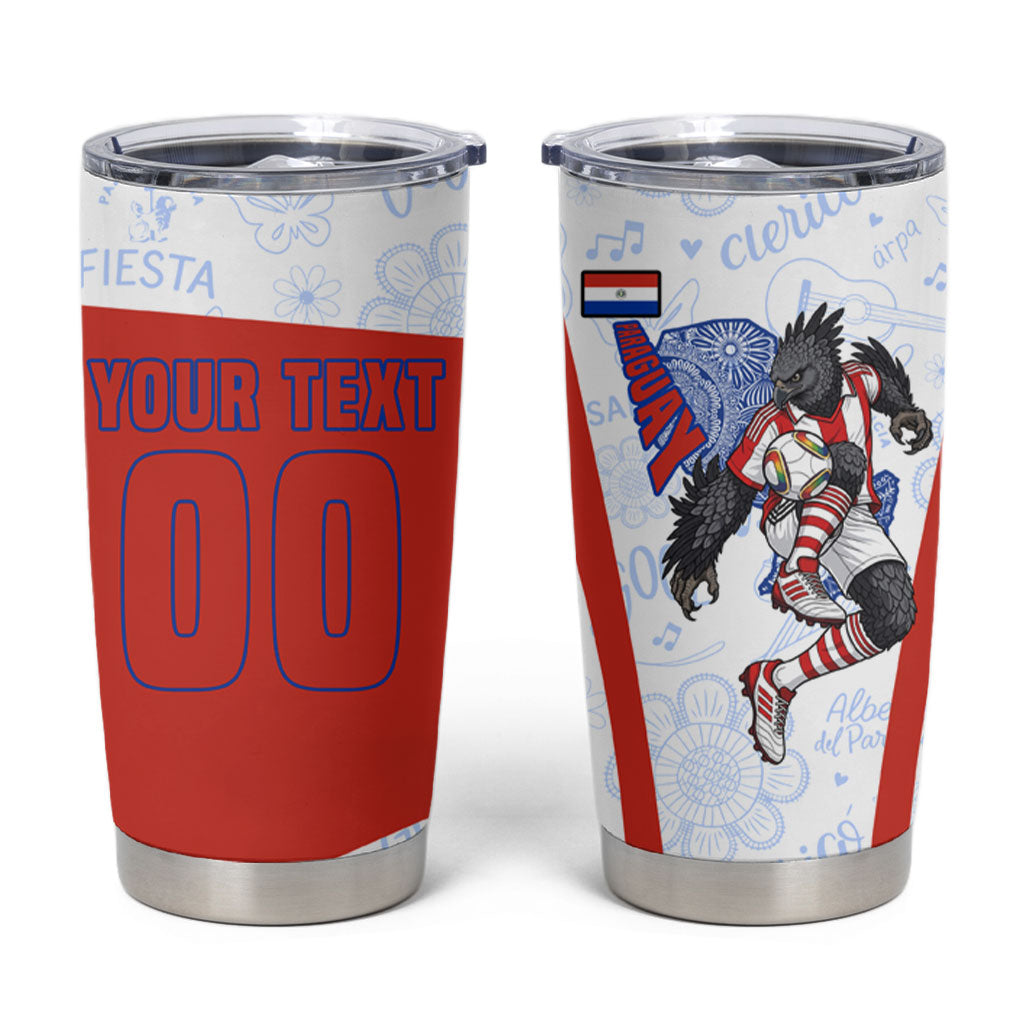 Personalized Paraguay Soccer Tumbler Cup Harpy Eagle Mascot Football Flag
