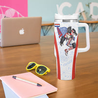 Personalized Paraguay Soccer Tumbler With Handle Harpy Eagle Mascot Football Flag