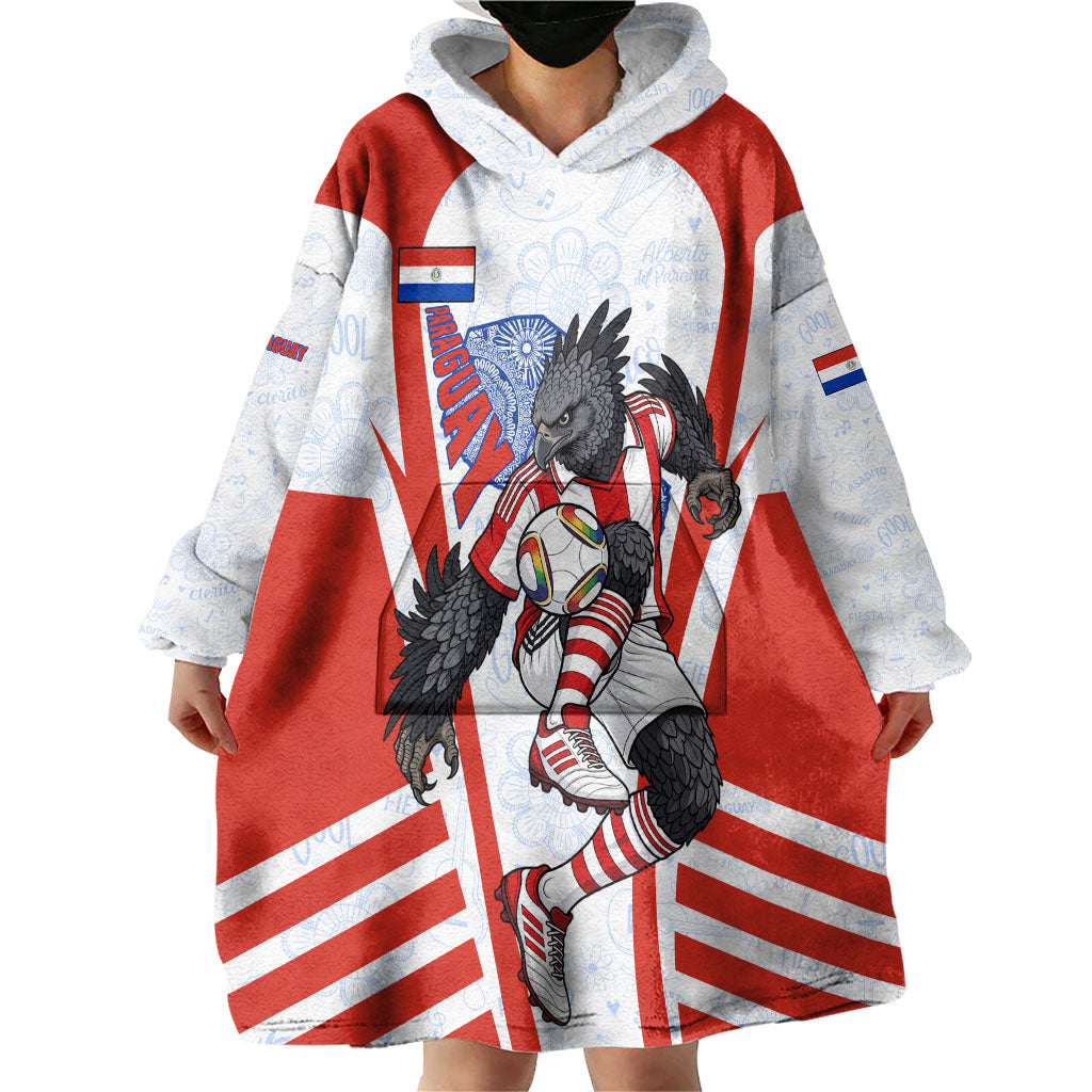 Personalized Paraguay Soccer Wearable Blanket Hoodie Harpy Eagle Mascot Football Flag