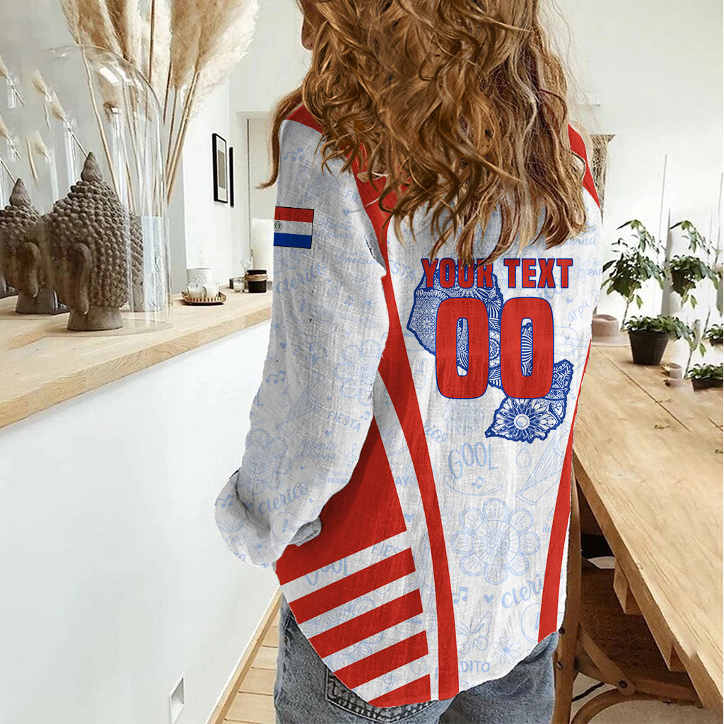Personalized Paraguay Soccer Women Casual Shirt Harpy Eagle Mascot Football Flag