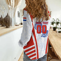 Personalized Paraguay Soccer Women Casual Shirt Harpy Eagle Mascot Football Flag
