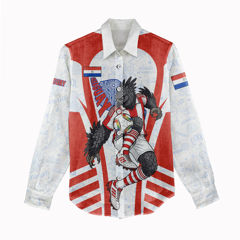 Personalized Paraguay Soccer Women Casual Shirt Harpy Eagle Mascot Football Flag