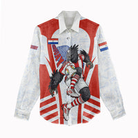 Personalized Paraguay Soccer Women Casual Shirt Harpy Eagle Mascot Football Flag