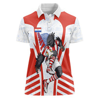 Personalized Paraguay Soccer Women Polo Shirt Harpy Eagle Mascot Football Flag