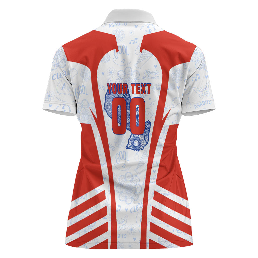 Personalized Paraguay Soccer Women Polo Shirt Harpy Eagle Mascot Football Flag