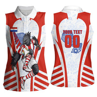 Personalized Paraguay Soccer Women Sleeveless Polo Shirt Harpy Eagle Mascot Football Flag