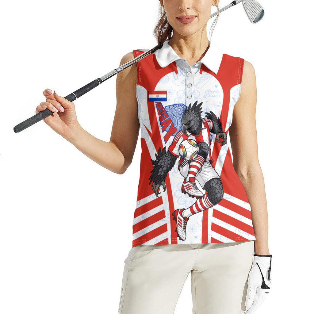 Personalized Paraguay Soccer Women Sleeveless Polo Shirt Harpy Eagle Mascot Football Flag