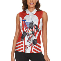 Personalized Paraguay Soccer Women Sleeveless Polo Shirt Harpy Eagle Mascot Football Flag
