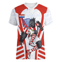 Personalized Paraguay Soccer Women V-Neck T-Shirt Harpy Eagle Mascot Football Flag