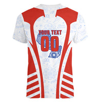 Personalized Paraguay Soccer Women V-Neck T-Shirt Harpy Eagle Mascot Football Flag