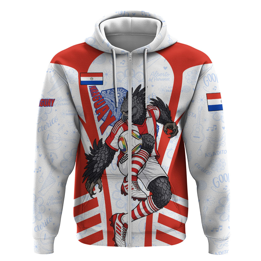 Personalized Paraguay Soccer Zip Hoodie Harpy Eagle Mascot Football Flag
