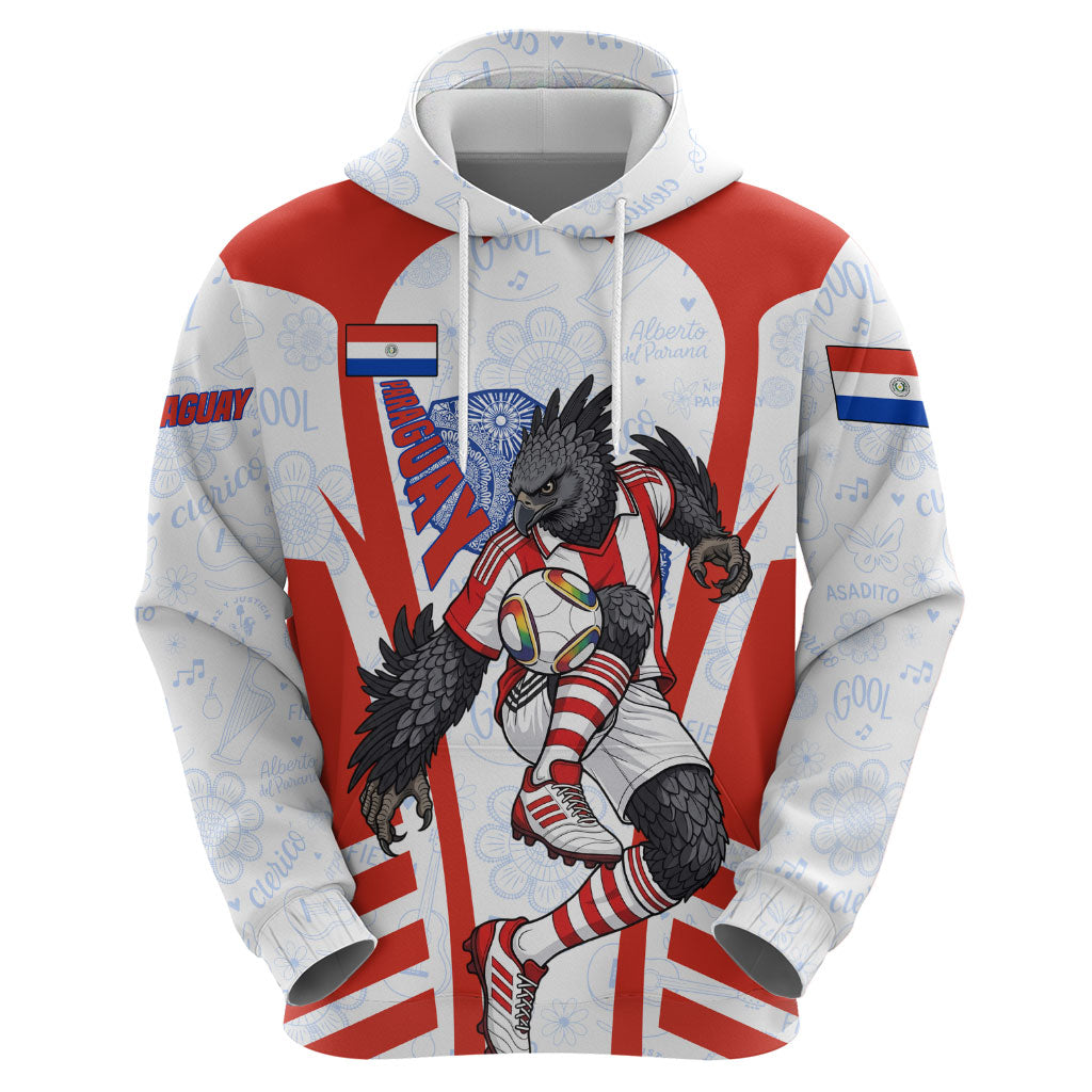 Personalized Paraguay Soccer Zip Hoodie Harpy Eagle Mascot Football Flag