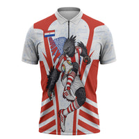 Personalized Paraguay Soccer Zipper Polo Shirt Harpy Eagle Mascot Football Flag